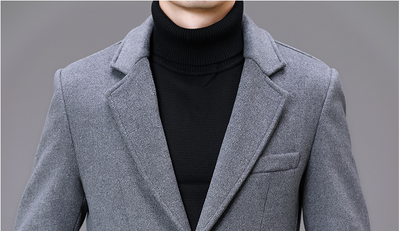 Abrigo Largo Casual de Algodón para Hombre Talla Plus - Image 9