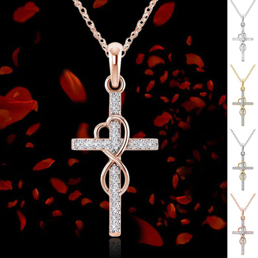 Collar con Colgante de Cruz Infinita y Acento de Diamante