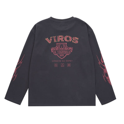 Camiseta Holgada de Manga Larga Vintage Americana - Básico Versátil - Image 16