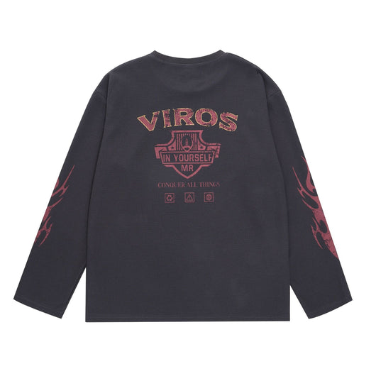 Camiseta Holgada de Manga Larga Vintage Americana - Básico Versátil - Image 16