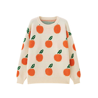 Suéter Suelto para Mujer con Estampado de Frutas Jacquard - Image 4
