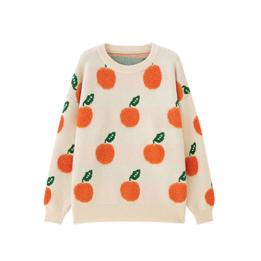 Suéter Suelto para Mujer con Estampado de Frutas Jacquard - Image 4