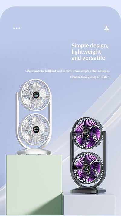 Ventilador Eléctrico Doble Capa USB Recargable de Dos Cabezales - Image 8