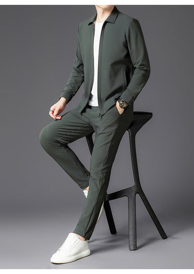 Conjunto de Dos Piezas para Hombre: Cardigan con Cierre y Pantalones Trendy Otoño - Image 19