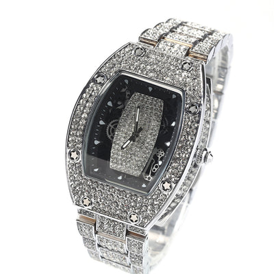 Reloj de Cuarzo Hip Hop Diseño Minimalista con Diamantes a Juego - Image 2