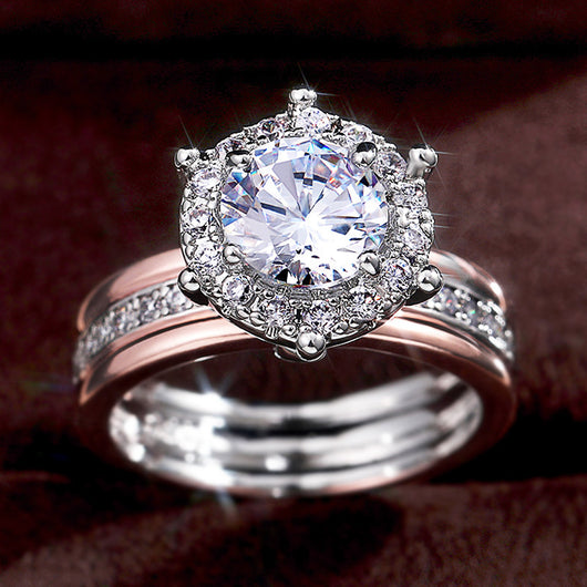 Anillo de Compromiso Bicolor con Zirconia Cúbica - Image 13