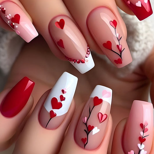 Adhesivos de Uñas Corazón Rojo Largo - Image 7
