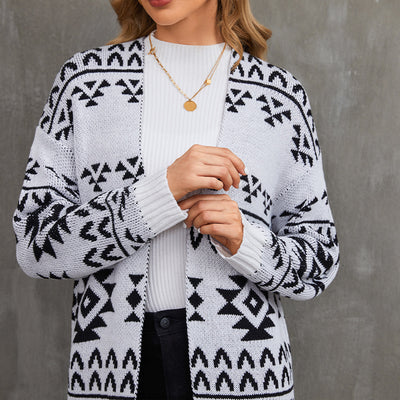 Cardigan Tejido Jacquard - Suéter Casual de Punto Largo - Image 2