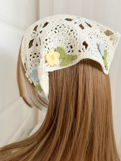 Pañuelo Triangular Retro Estilo Francés - Turbante Tejido Vintage - Image 6