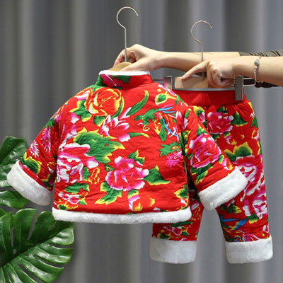 Abrigo Floral Acolchado para Niña - Conjunto de Invierno con Pantalón - Image 2