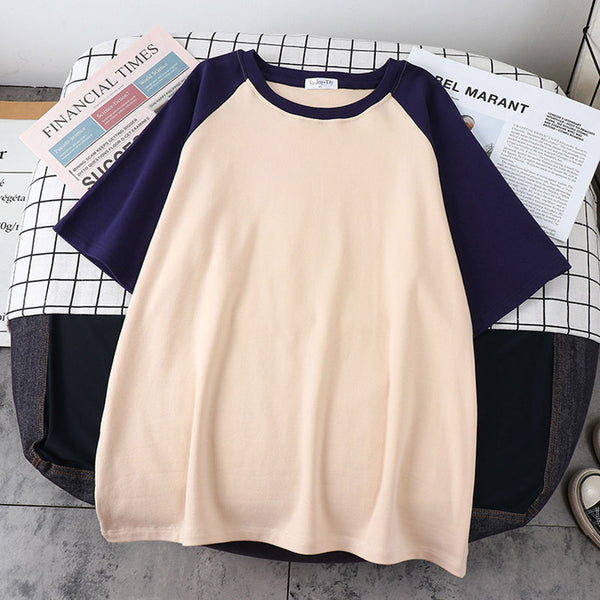 Camiseta Holgada de Manga Corta en Colores Lisos