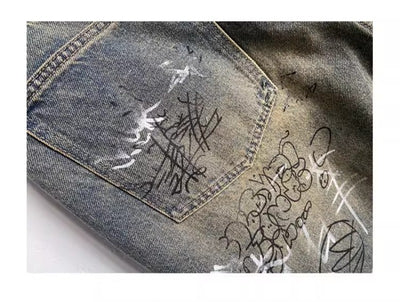 Pantalones Holgados de Corte Recto con Diseño de Patchwork para Hombre - Image 13