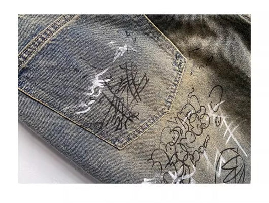 Pantalones Holgados de Corte Recto con Diseño de Patchwork para Hombre - Image 13