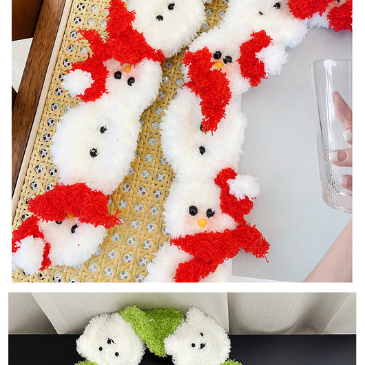Bufanda Navideña de Mujer Tejida a Mano con Diseño de Muñeco de Nieve - Image 43