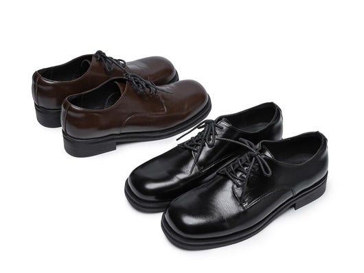 Zapatos Derby Cuero Artificial Efecto Vintage Punta Ancha - Image 13