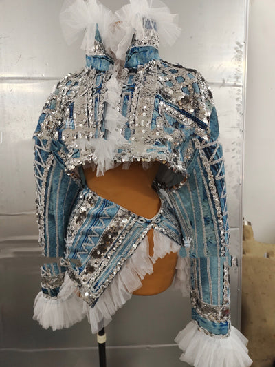 Falda de Danza Latina con Flecos y Cristales Rhinestone para Presentaciones - Image 5