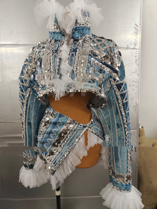 Falda de Danza Latina con Flecos y Cristales Rhinestone para Presentaciones - Image 5