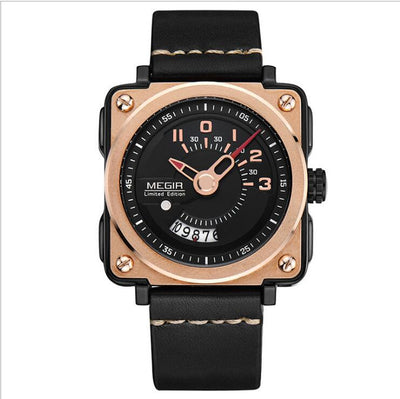 Reloj Deportivo Cuarzo Hombre Esfera Grande Calendario Correa Cuero - Image 4