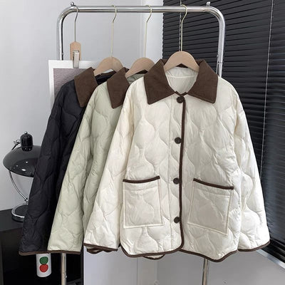 Abrigo Invierno Diseño Solapa Bicolor Estampado Diamante - Image 14