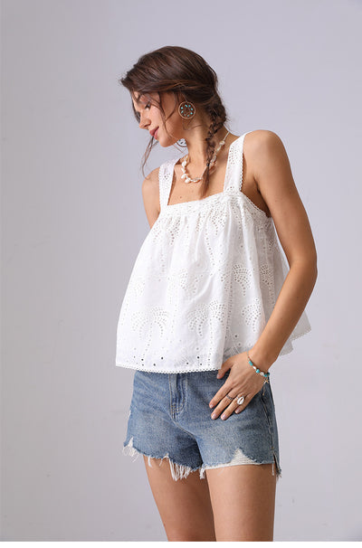 Blusa Camisola de Encaje Bordado Estilo Francés Suelta - Image 11