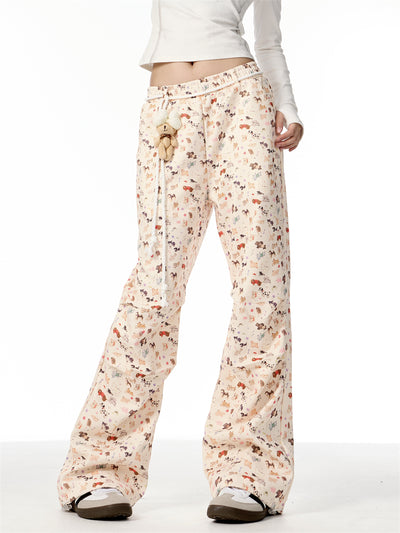 Pantalones Anchos Casuales con Estampado de Cachorro Dibujado a Mano - Image 2