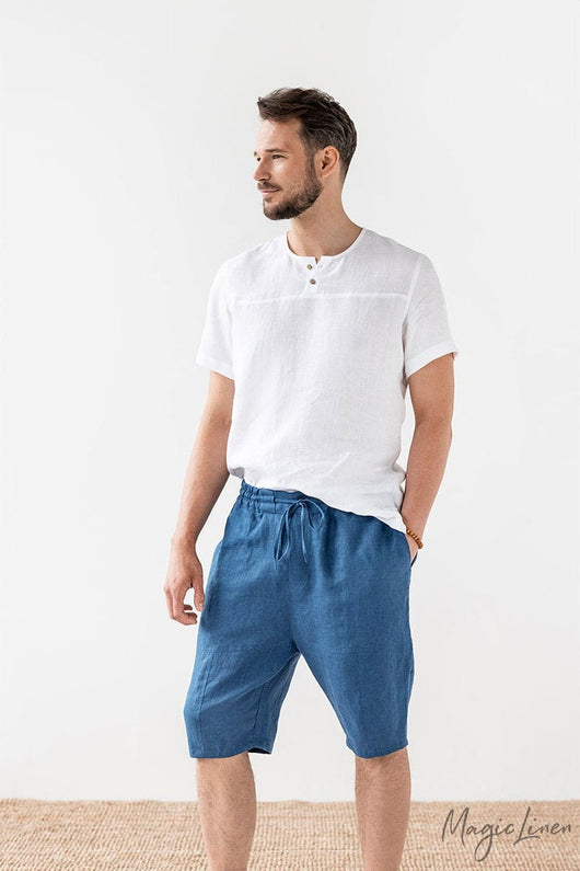 Pantalones Cortos Holgados de Algodón y Lino para Verano - Image 14