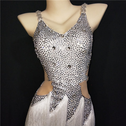 Vestido de Danza Latina con Flecos y Malla Elástica - Image 10