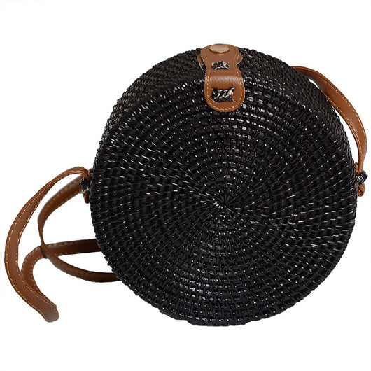 Bolsa Tejida de Ratán y Paja con Detalles en Cuero PU - Image 7