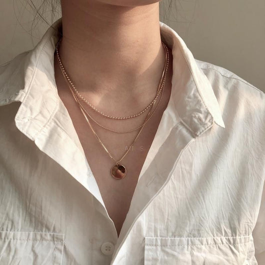 Collar Pendiente Multicapa con Discos Trendy - Image 6