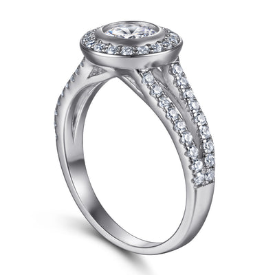 Anillo de Bodas con Diamantes en Línea Cuadrada Clásico - Image 6