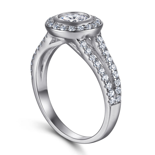 Anillo de Bodas con Diamantes en Línea Cuadrada Clásico - Image 6