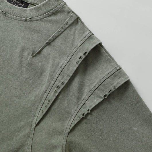 Camiseta Oversized Efecto Gastado con Costuras de Diseño - Image 27