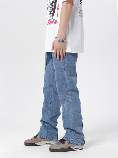 Jeans Hip-hop con Pentagrama y Cierre Lateral para Hombre - Image 9