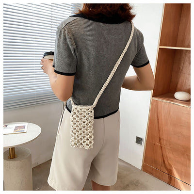 Bolsa Mensajera Tejida de Colores Lisos - Estilo Casual Multiusos - Image 5