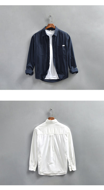 Camisa de Trabajo Minimalista Retro de Manga Larga para Hombre - Image 11
