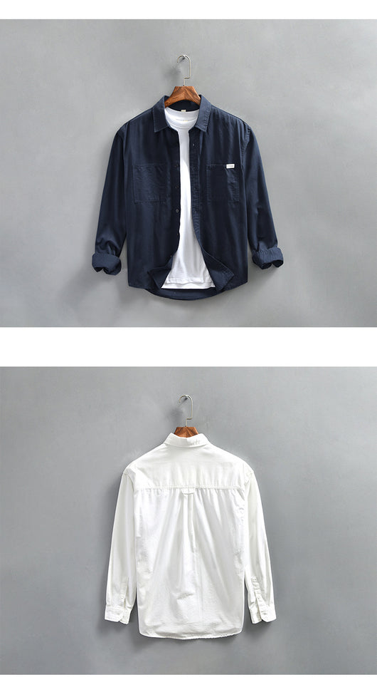 Camisa de Trabajo Minimalista Retro de Manga Larga para Hombre - Image 11