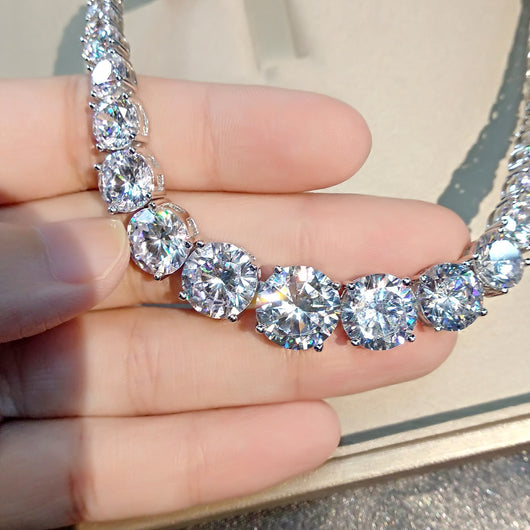 Collar de Plata 925 con Moissanita en Línea Completa para Mujer - Image 12