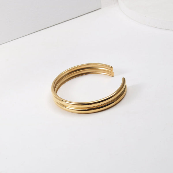 Pulsera de Acero Titanio Curvado Doble