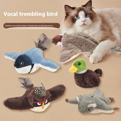 Juguete Interactivo para Gatos - Pájaro Cantarín con Sonido y Movimiento Automático
