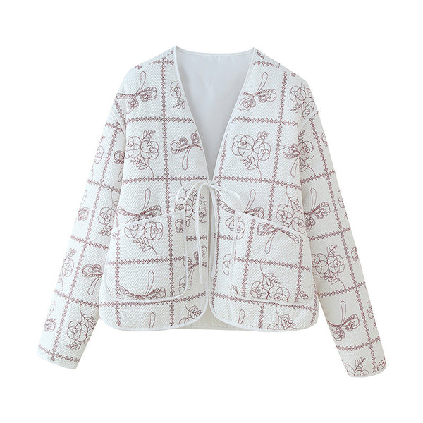 Chaqueta Acolchada con Estampado Retro
