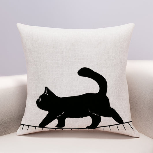 Funda de Almohada Gato Queso con Diseño Kawaii - Lino y Algodón - Image 8