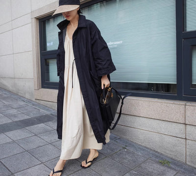 Abrigo Largo Tipo Gabardina para Mujer Talla Grande - Primavera y Otoño - Image 55