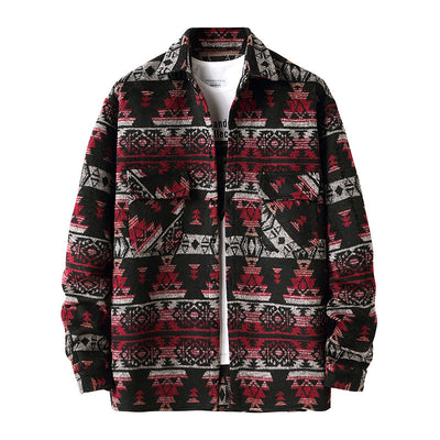 Chaqueta Camisa de Lana a Cuadros Estilo Étnico para Hombre - Image 5