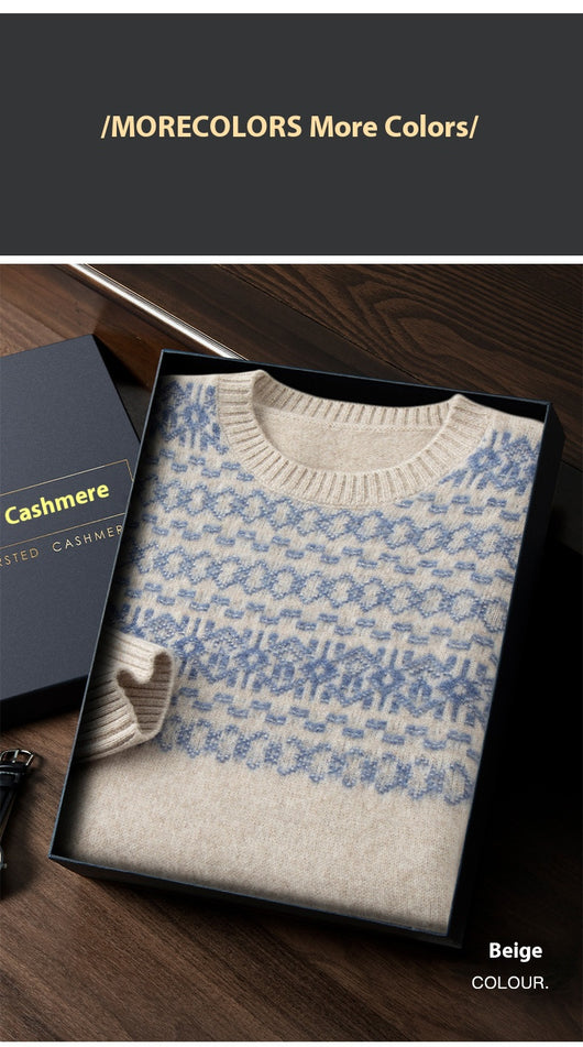 Suéter de Cachemira Jacquard para Hombre - Tejido Grueso y Cálido - Image 11