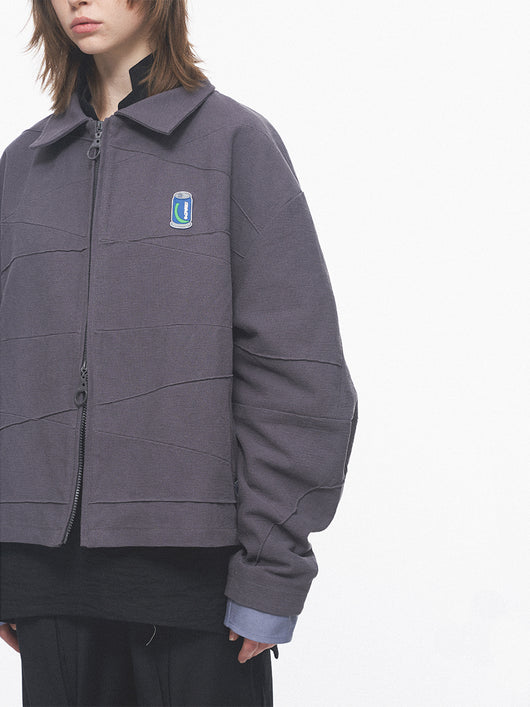 Chaqueta de Cuero Patchwork con Detalles en Relieve Geométrico - Image 7