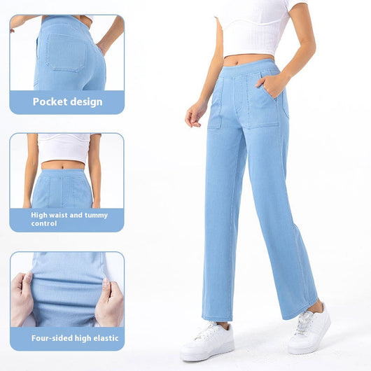 Pantalones Cargo Retro Cintura Alta Mujer Pierna Recta Ancha - Image 2