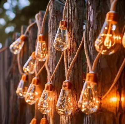 Cadena de Luces Solar Impermeable con Cuerda de Cáñamo para Camping y Decoración - Image 7