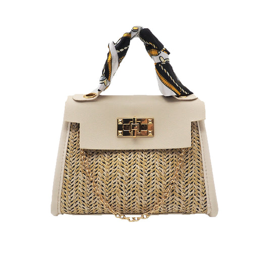 Bolsa Tejida Estilo Pastoral para Niña - Bolso Mensajero de Paja Portátil