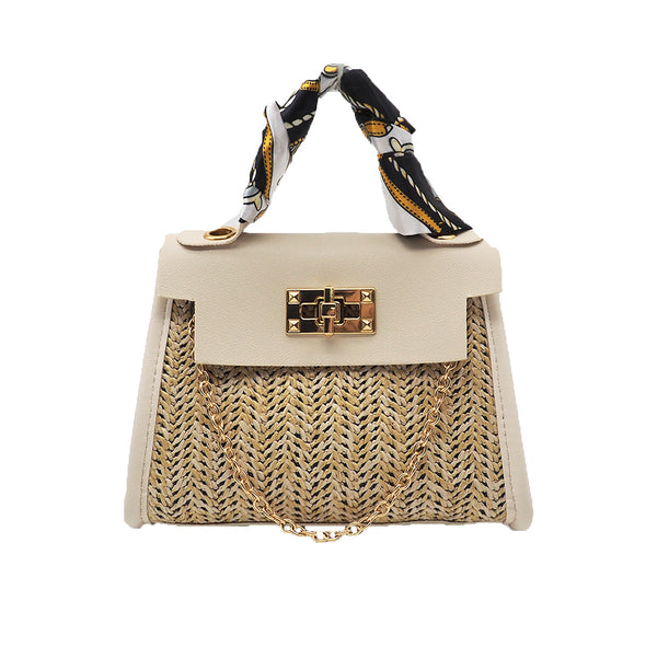 Bolsa Tejida Estilo Pastoral para Niña - Bolso Mensajero de Paja Portátil
