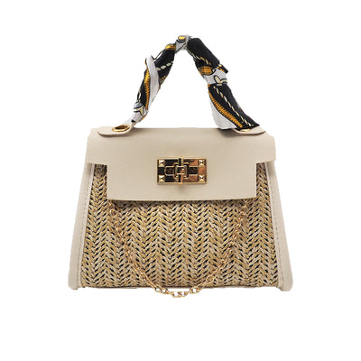 Bolsa Tejida Estilo Pastoral para Niña - Bolso Mensajero de Paja Portátil